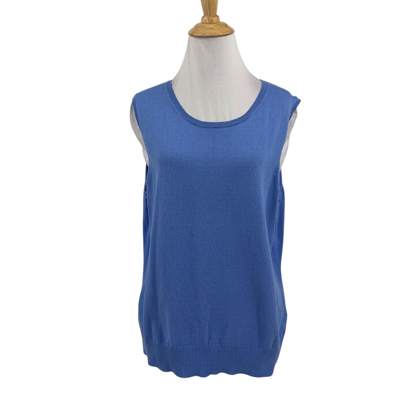 Brooks Brothers Tank Top Women Xl Extra Large Copen Blue Pima Cotton Ribbed Knit